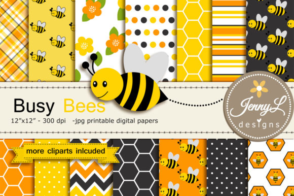 Bee Digital Papers and Clipart for Creative Professionals